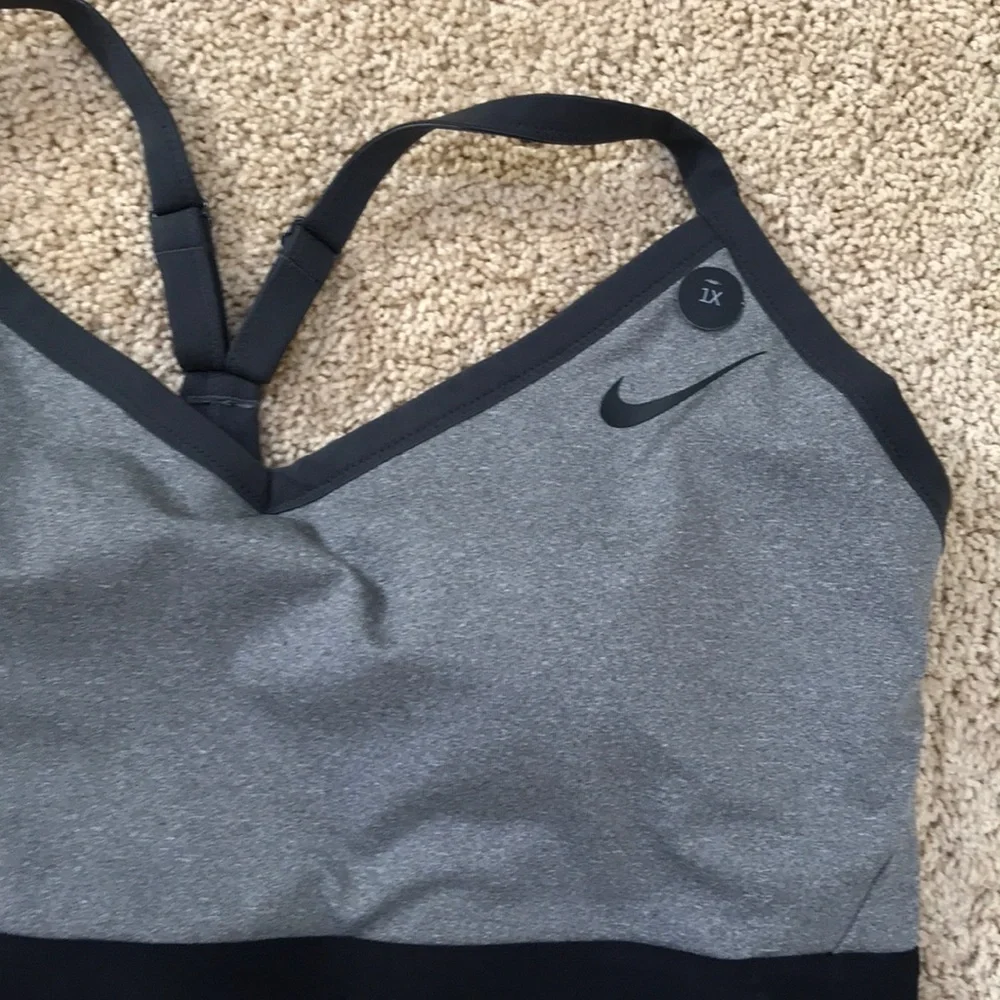NWT! Nike grey with black padded sports bra